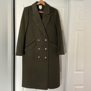 H&M Olive Green Double-Breasted Women's Coat